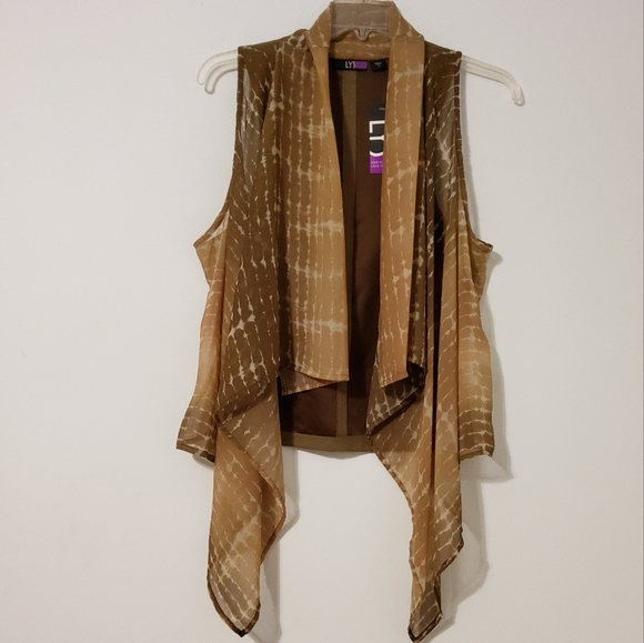 LYS Jackets & Blazers - Brown and Tan Sleeveless Open Front Chiffon Vest